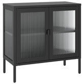 Sideboard Black 27.6x13.8x27.6 Glass and Steel